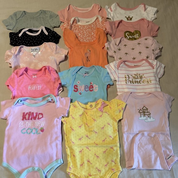 Lot Of 15 Pieces Baby Girl Clothing Size 0-3 Months Mixed Brands One Piece #3 - Picture 1 of 7